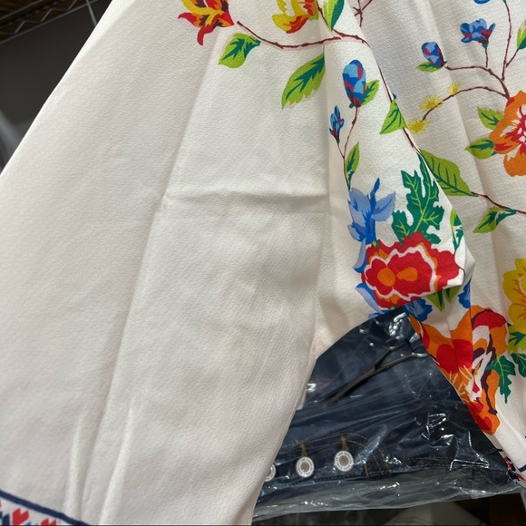 Bohemian Cream Floral Print Kimono Sleeve Crop Top - Picture 7 of 10